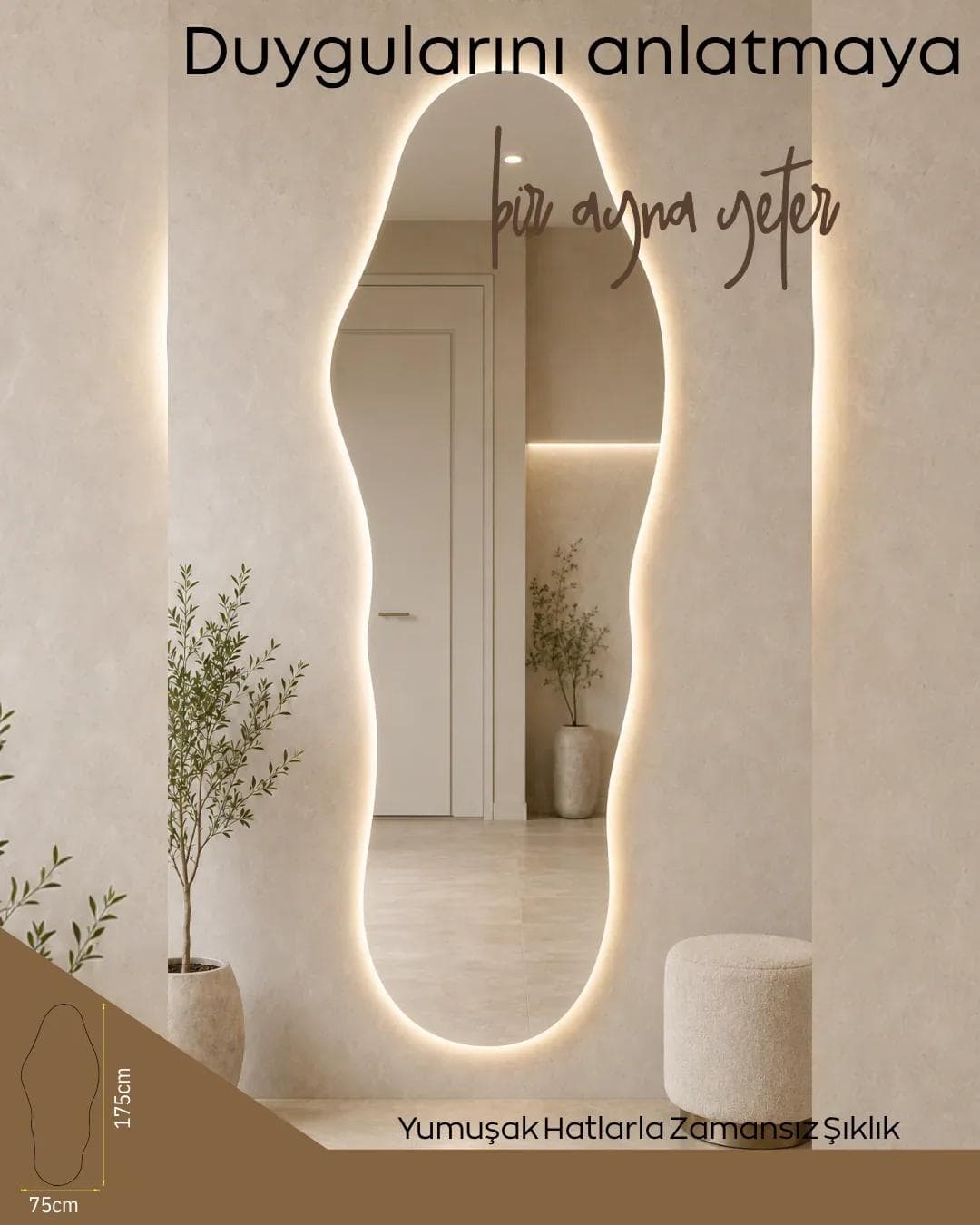 Seren Dalga LED Boy Aynası